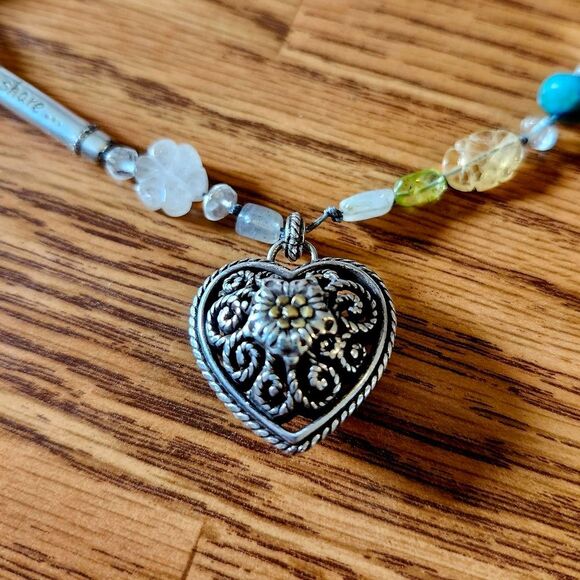 BRIGHTON "American Hero" Silver, Gold, Semi Precious Beaded Necklace BOHEMIAN! - Picture 2 of 13